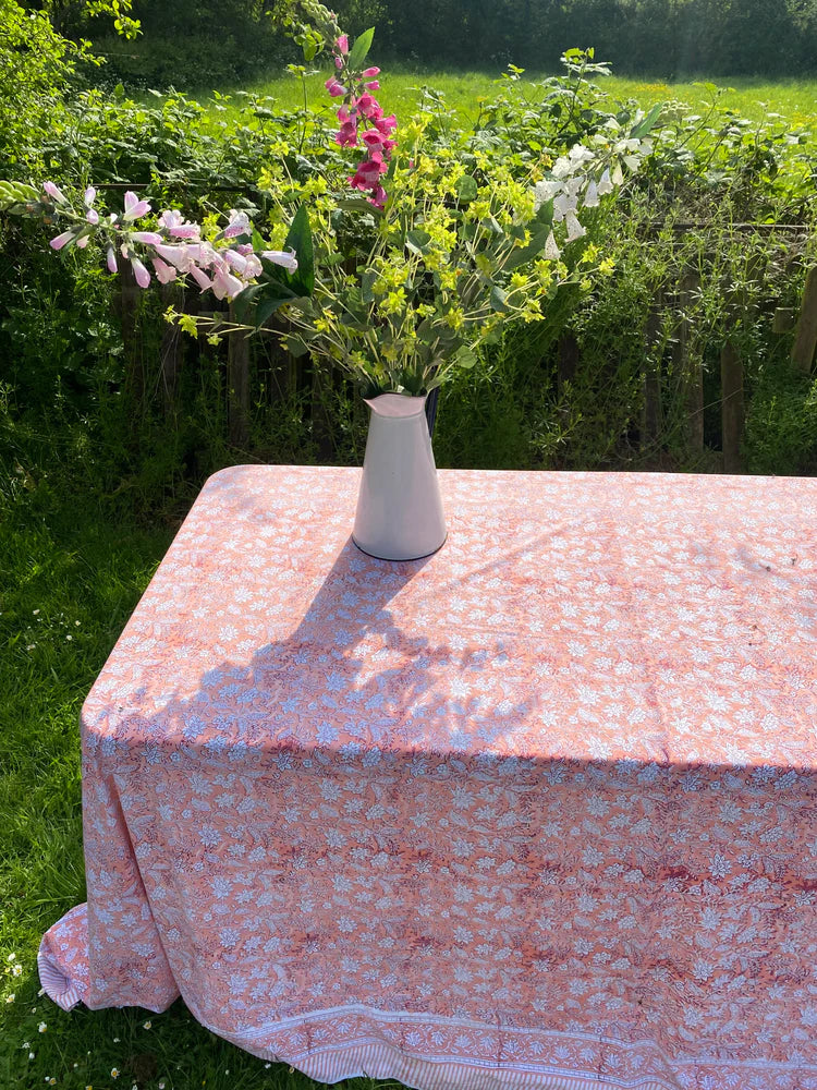 INDIAN BLOCK PRINT TABLECLOTH - APRICOT