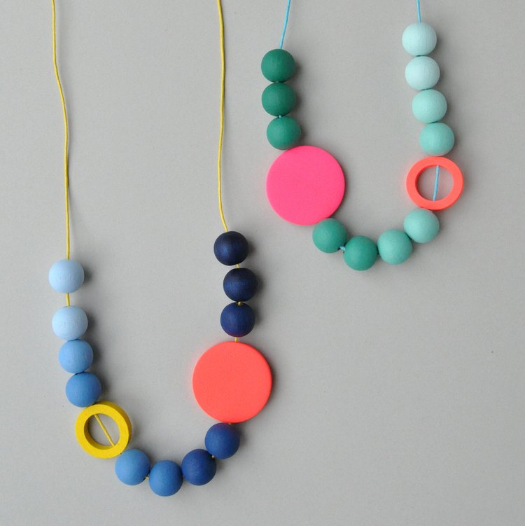 Blue Ombre Wooden Necklace
