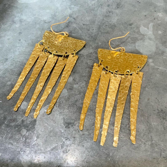 RAY Sparkling Golden Brass REVERSIBLE Chandelier Earrings