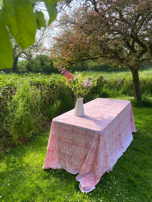 INDIAN BLOCK PRINT TABLECLOTH - APRICOT