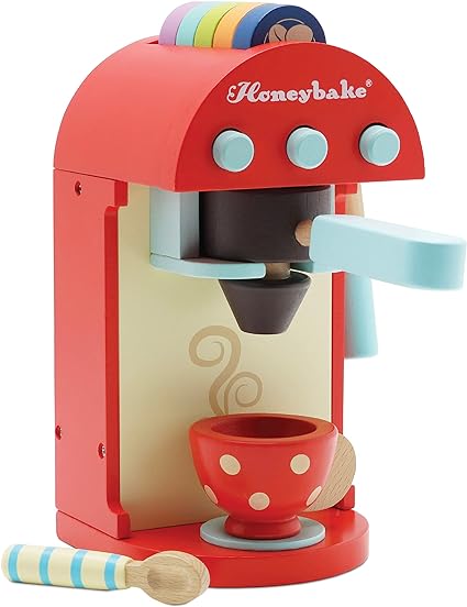 Le Toy Van - Honeybake Wooden Cafe Machine Set Pretend Kitchen Play Toy Set | Kids Role Play Toy Kitchen Accessories