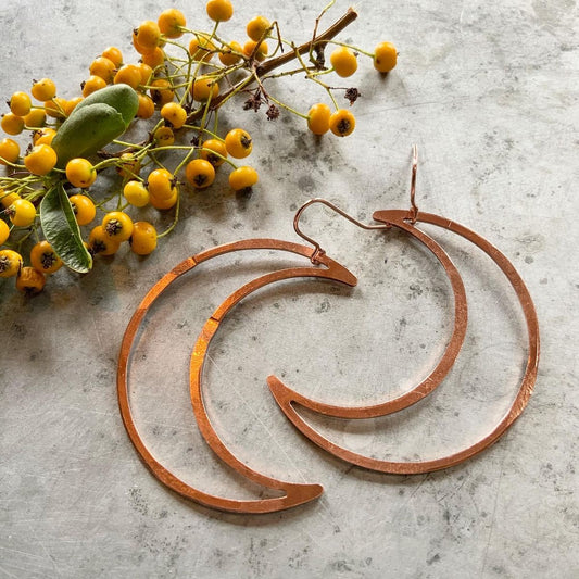 Copper Big Mamma Moons Hoop Earrings