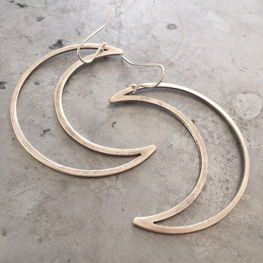 Silver Tone Big Mamma Moon Hoops