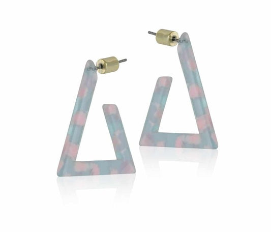 Big Metal Fausta Triangle Resin Earrings-grey/pink