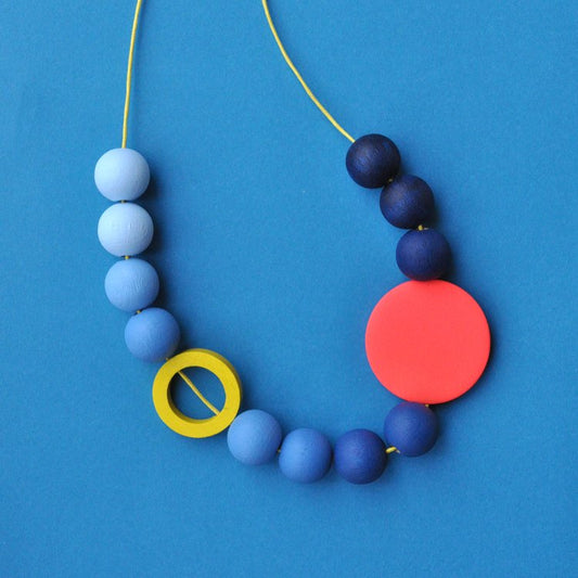 Blue Ombre Wooden Necklace