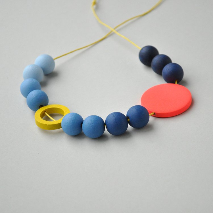 Blue Ombre Wooden Necklace
