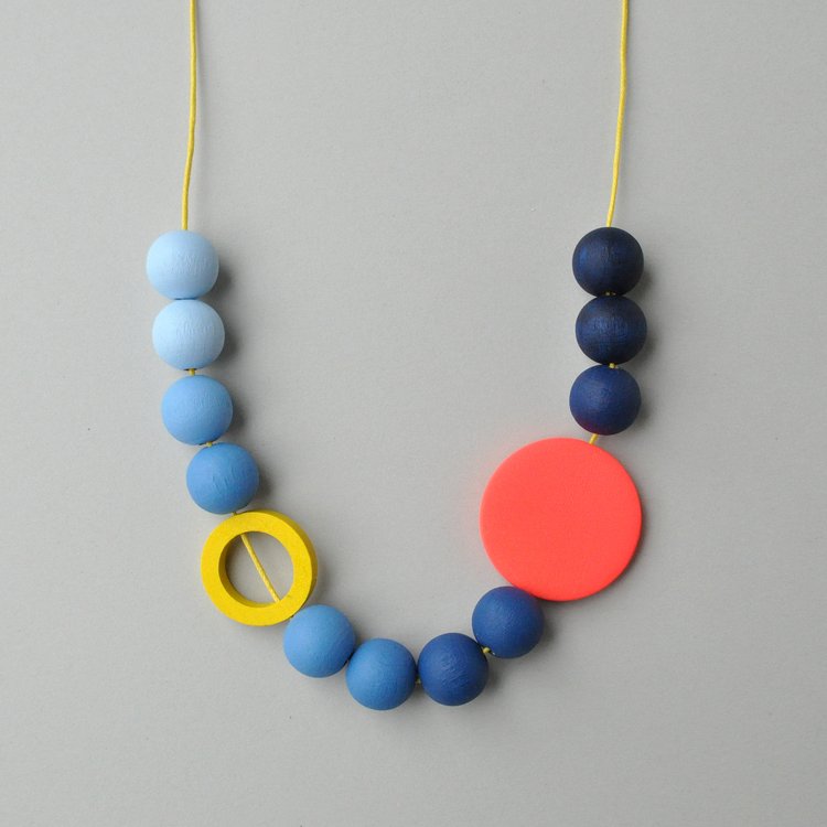 Blue Ombre Wooden Necklace